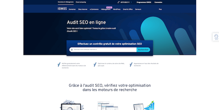 Ionos outil d'analyse SEO