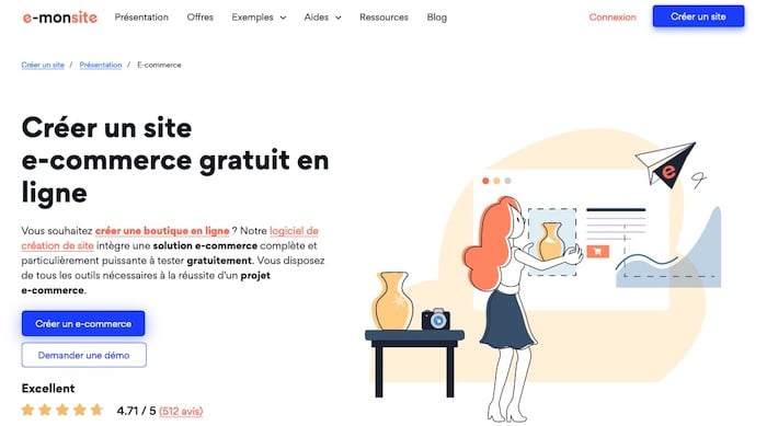 e-monsite,, plateforme de création de site e-commerce