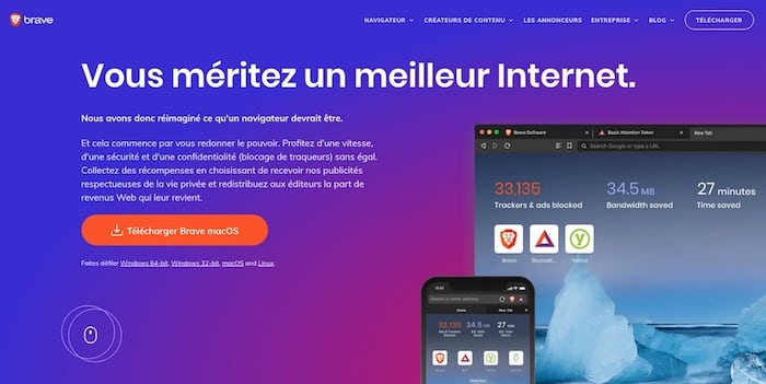 Brave navigateur vie privée
