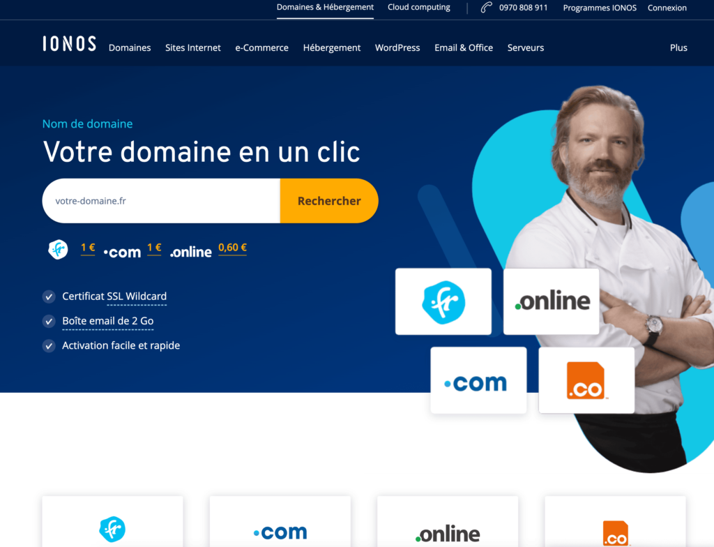 ou acheter de nom domaine : ionos