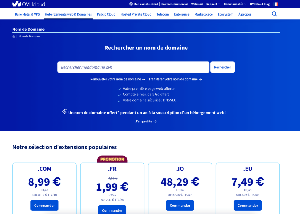 ovh meilleur site nom de domaine