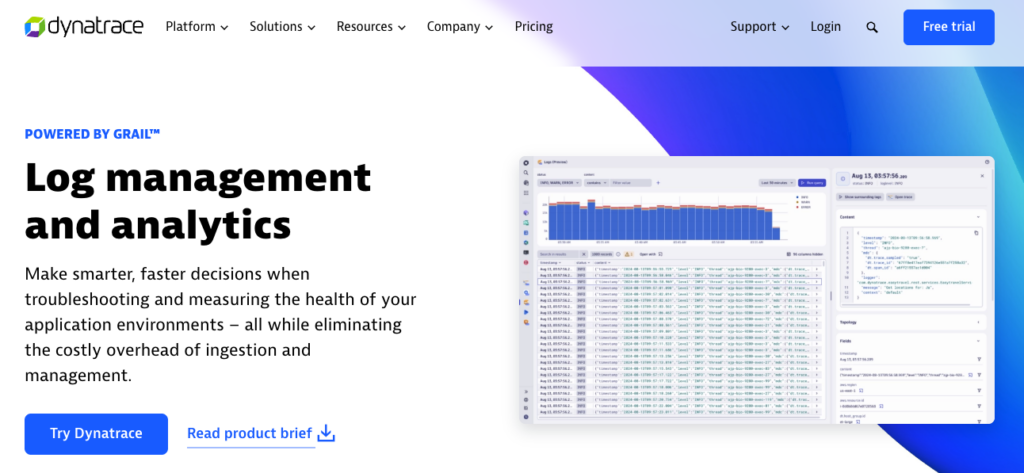 outil analyse logs dynatrace