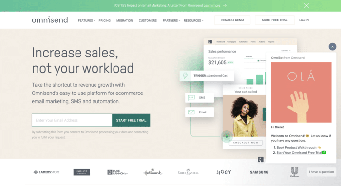 Omnisend outil sms et email automation