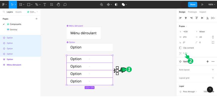 créer un menu déroulant