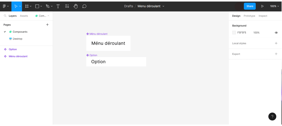 figma dropdown menu