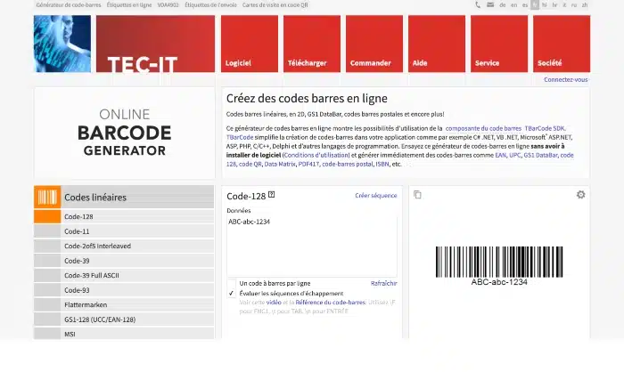 générateur de code barre tec-it