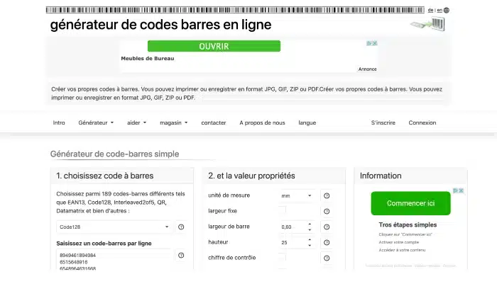 générateur de code barre barcode generator