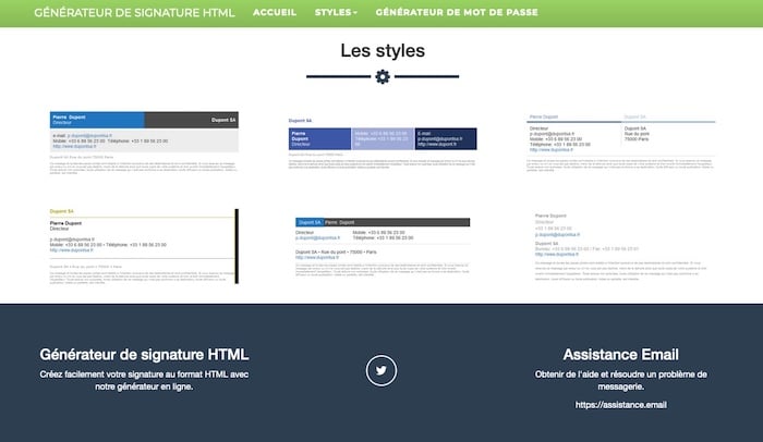 Assistance email outil de création de signature mail en HTML