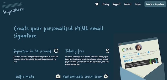 Signature outil de création de signature mail en HTML