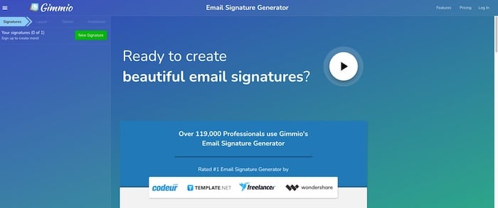 Gimm.io outil de création de signature mail en HTML