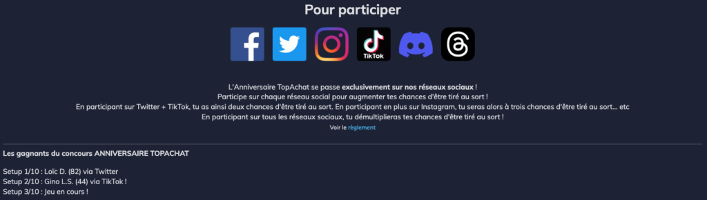 participation jeu concours top achat