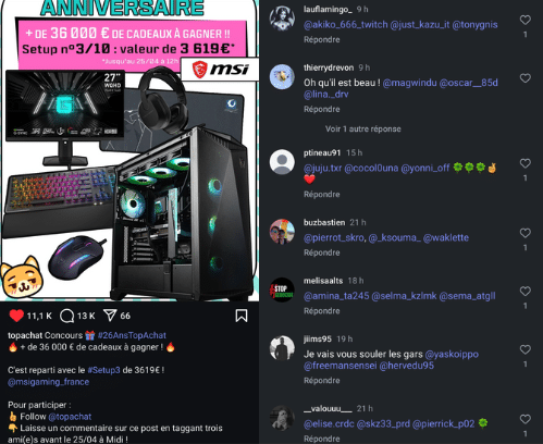 jeu concours top achat conditions