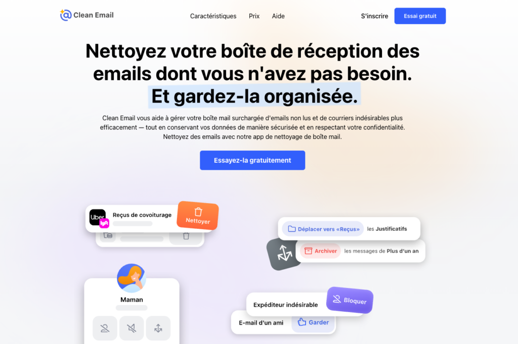 outil nettoyer boite mail Clean Email