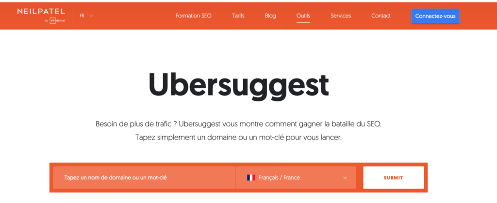 Trouver mots-clés avec Ubersuggest