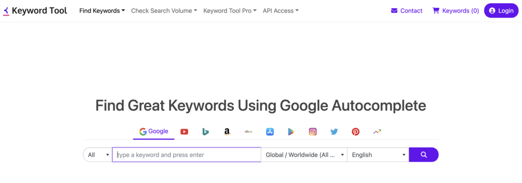 Trouver mots-clés gratuits avec Keyword Tool